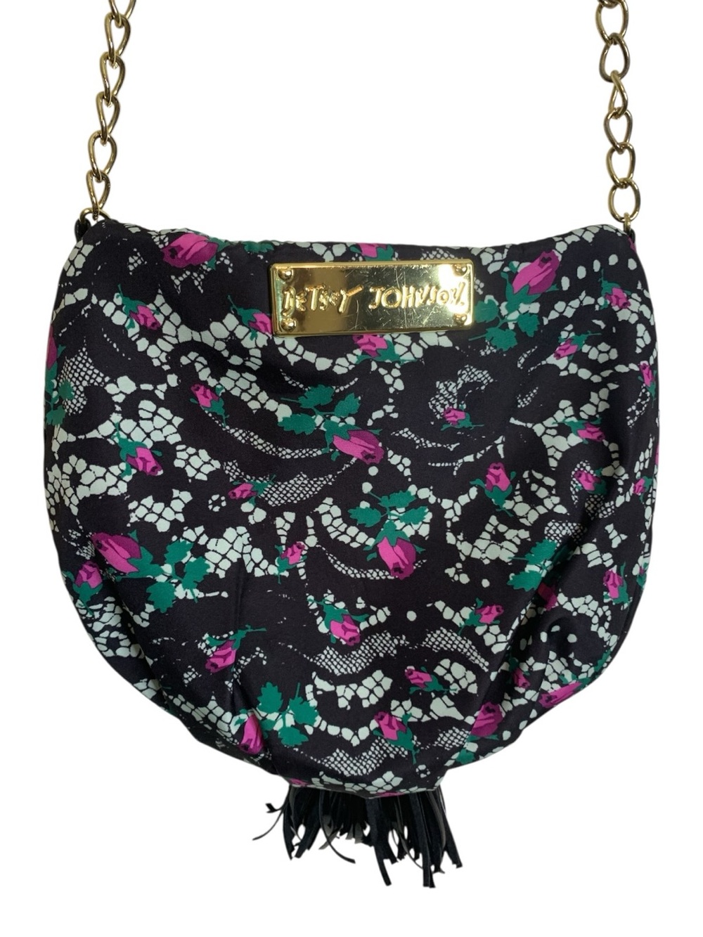Betsey Johnson Betseyville Femme Rose Lace Tassel Crossbody Bag